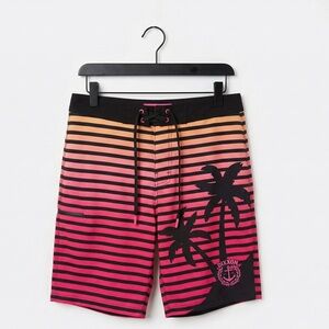 NWT•Dixxon Flannel Co Vice 30 Boardshorts Pink Black Stripe Miami 80s Swim 30